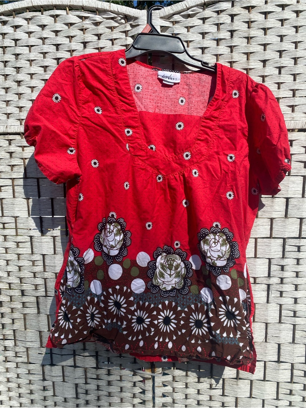 Boho Red Floral Embroidered Tunic Top - Unknown Brand